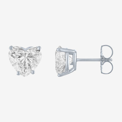 Si1-Si2/E-F 3 CT. T.W. Lab Grown White Diamond 14K White Gold 8.1mm Heart Stud Earrings