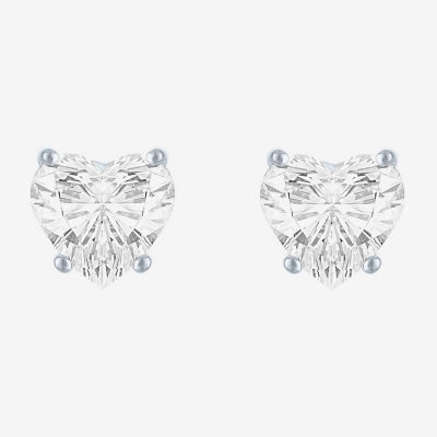 ( E-F/Si1-Si2 ) 1 CT. T.W. Lab-Grown Diamond 10K Gold 6mm Heart Stud Earrings