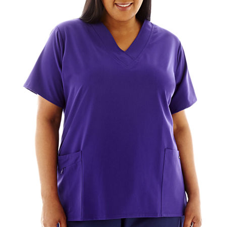 Jockey 2206 Womens Plus V Neck Short Sleeve Scrub Top, 3x-large, Purple