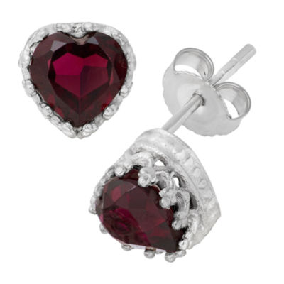 Genuine Garnet Sterling Silver Earrings