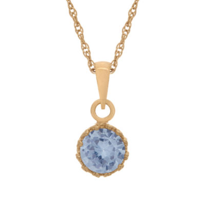 Lab-Created Aquamarine 14K Gold Over Silver Pendant Necklace