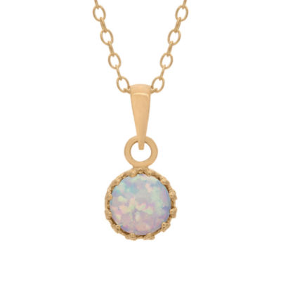 Simulated Opal 14K Gold Over Silver Pendant Necklace