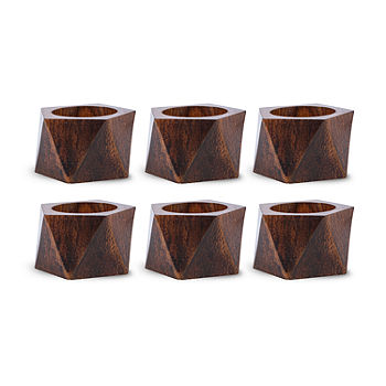 Design Imports Wood Triangle 6-pc. Napkin Ring, Color: Mahogany