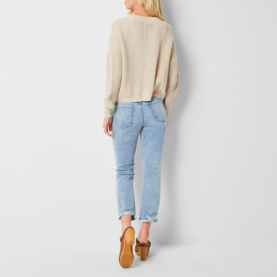 a.n.a Womens High Rise Straight Cropped Flare Jean