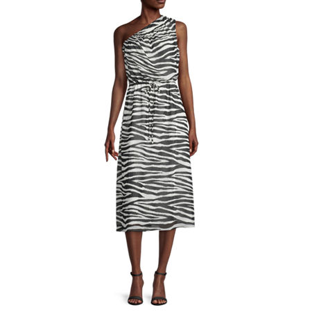 Worthington Womens Sleeveless Zebra Maxi Dress, X-large , Black