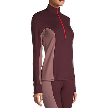 Xersion Womens Mock Neck Long Sleeve Quarter-Zip Pullover Plus - JCPenney