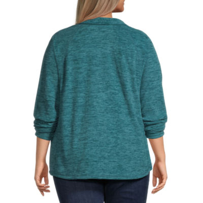 St. John's Bay Plus Polar Fleece Womens High Neck Long Sleeve Quarter-Zip Pullover