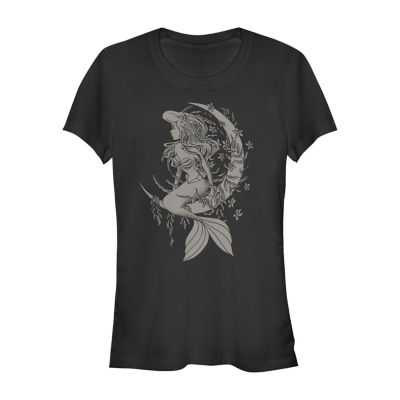 Juniors Womens Crew Neck Short Sleeve Ariel Princess Graphic T-Shirt
