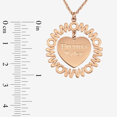 Personalized "Mom" with Child Names Heart 27mm Pendant Necklace