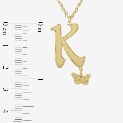 Personalized Butterfly Initial 14K Gold Over Silver Pendant Necklace