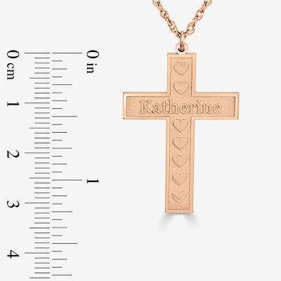 Personalized Womens 14K Gold Heart Cross Name Pendant Necklace