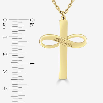 Personalized Womens Sterling Silver Cross Name Pendant Necklace