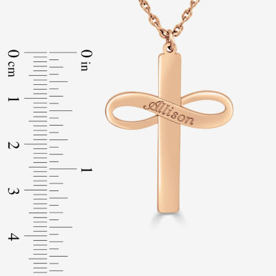 Personalized Womens Sterling Silver Cross Name Pendant Necklace