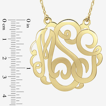 Engraved Initial Circle Monogram Pendant Necklace in 14K Yellow Gold