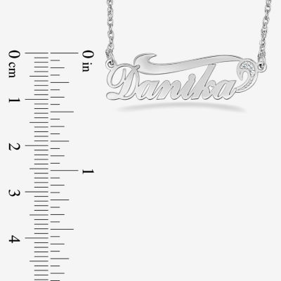 Womens Diamond Accent Natural White Sterling Silver Name Necklace