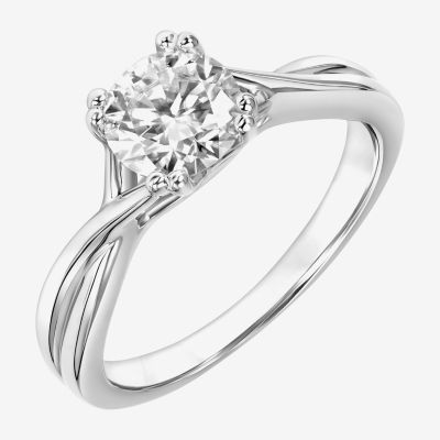 Womens 1 CT. T.W. Lab Created White Moissanite Sterling Silver Round Engagement Ring