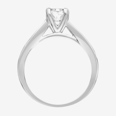 Womens 1 CT. T.W. Lab Created White Moissanite Sterling Silver Oval Engagement Ring