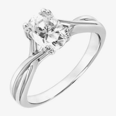 Womens 1 CT. T.W. Lab Created White Moissanite Sterling Silver Oval Engagement Ring