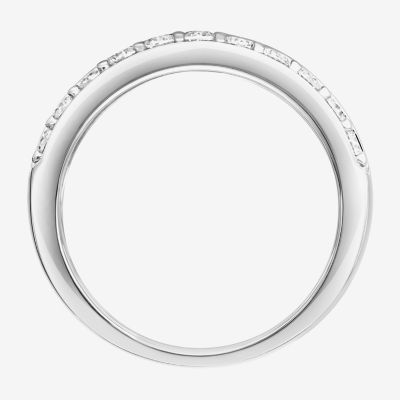 9M 1 CT. T.W. Lab Created White Moissanite Sterling Silver Round Anniversary Band