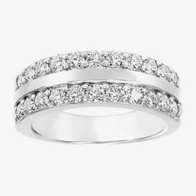 9M 1 CT. T.W. Lab Created White Moissanite Sterling Silver Round Anniversary Band