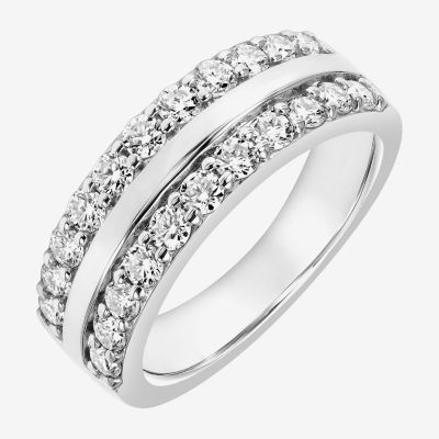 9M 1 CT. T.W. Lab Created White Moissanite Sterling Silver Round Anniversary Band