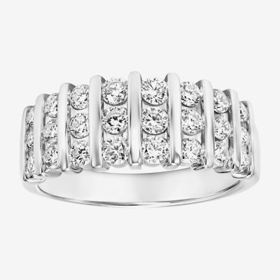 8.5MM 1 CT. Lab Created White Moissanite Sterling Silver Round Anniversary Band