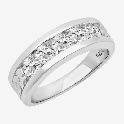 7.5MM 2 CT. T.W. Lab Created White Moissanite Sterling Silver Round Wedding Band