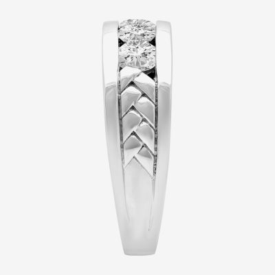 7.5MM 2 CT. Lab Created White Moissanite Sterling Silver Round Wedding Band