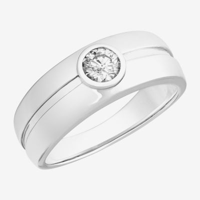 8MM 1 CT. T.W. Lab Created White Moissanite Sterling Silver Round Wedding Band