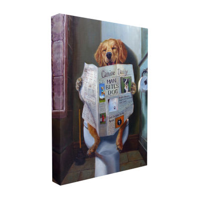 Stupell Industries Dog Reading The Newspaper Canvas Art