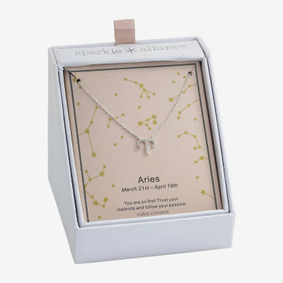 Sparkle Allure Zodiac Womens Cubic Zirconia Pure Silver Over Brass 16 Inch Pendant Necklace