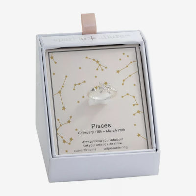 Sparkle Allure Zodiac Womens 2MM Cubic Zirconia Pure Silver Over Brass Band