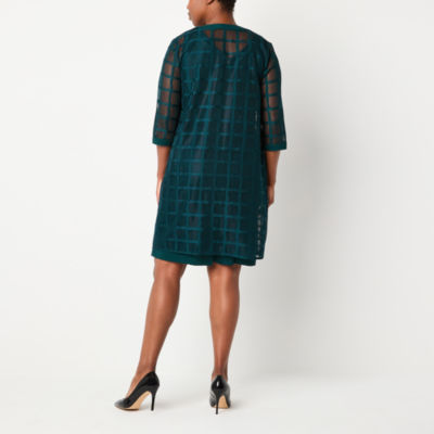 Maya Brooke Womens Windowpane Jacket Dress