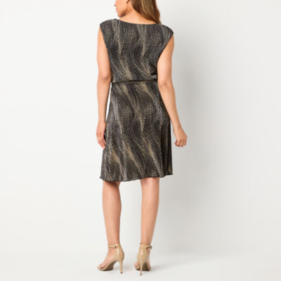 Connected Apparel Womens Sleeveless Abstract Fit + Flare Dress