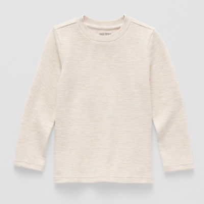 Okie Dokie Toddler & Little Boys Textured Knit Crew Neck Long Sleeve T-Shirt