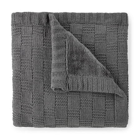 Linden Street Knit Chenille Throw, One Size, Gray