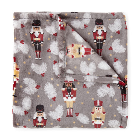 North Pole Trading Co. Holiday Velvet Plush Throw, One Size, Gray