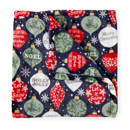 North Pole Trading Co. Holiday Velvet Plush Throw, One Size, Blue