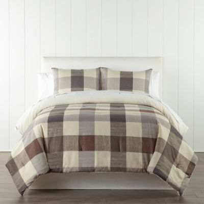 Linden Street Brownwood Plaid To Faux Fur Reversible Comforter Set