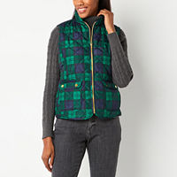 St. John's Bay Womens Quilted Vest, Large, Green