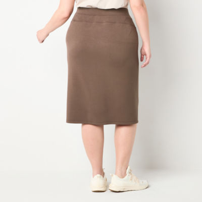 Stylus Womens Midi A-Line Skirt-Plus