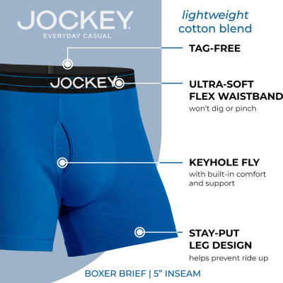 Jockey Everyday Casual Lightweight Cotton Blend Mens Boxer Briefs