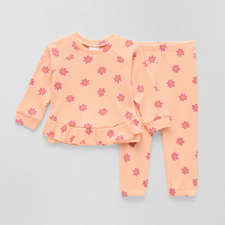 Okie Dokie Baby Girls 2-pc. Pant Set, 9 Months, Pink