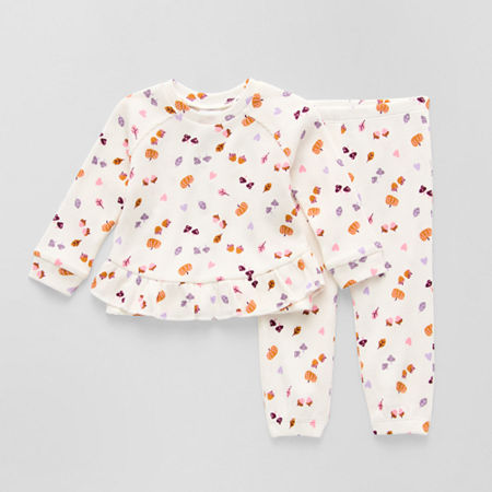 Okie Dokie Baby Girls 2-pc. Pant Set, 3 Months, White