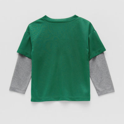 Okie Dokie Toddler & Little Boys V Neck Long Sleeve Graphic T-Shirt