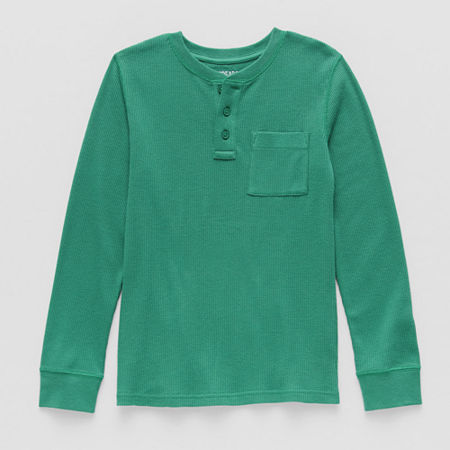 Thereabouts Little & Big Kid Boys Henley Neck Long Sleeve Regular Fit Thermal Top In Green