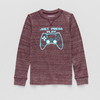 Thereabouts Little & Big Kid Boys Easy-on + Easy-off Sensory Friendly Crew Neck Long Sleeve Adaptive Regular Fit Thermal Top
