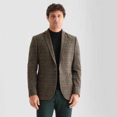 Ferrar Mens Plaid Slim Fit Sport Coat, Color: Brn Multi Glen
