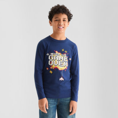 Thereabouts Little & Big Kid Boys Crew Neck Long Sleeve Regular Fit Graphic T-Shirt