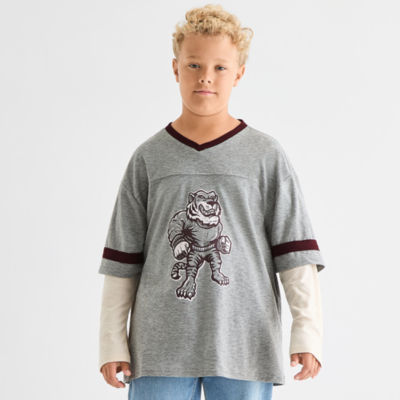 Thereabouts Little & Big Boys V Neck Long Sleeve Graphic T-Shirt